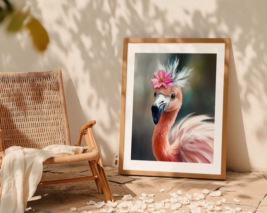 Tropical flamingo print in soft pink tones, ideal for decorating bathrooms, beach houses, or nurseries. This modern bird wall art adds a fresh summer vibe to your interior. Printable digital file, easy to download and frame in multiple sizes including A4–A0 and 4:5 / 3:4 ratios. Perfect gift idea for coastal decor fans, flamingo lovers, or new moms. Be proud. Be kind. Be wild – by Dezinbazar.