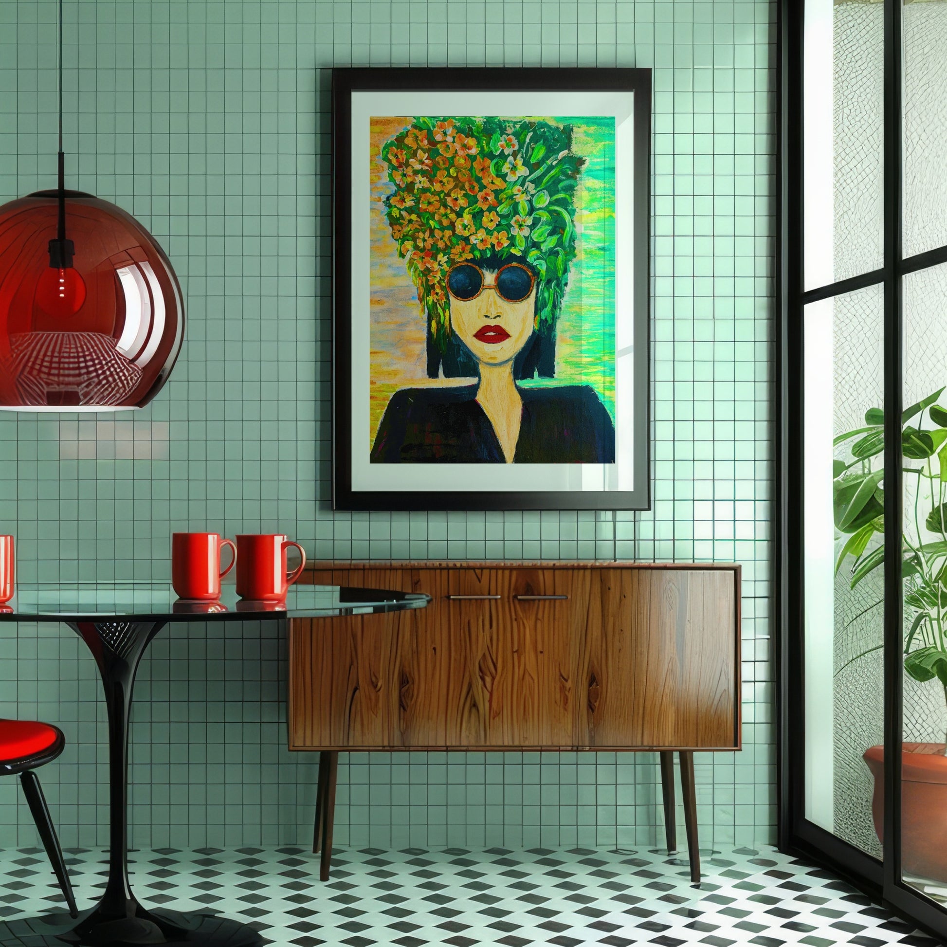 Modern floral portrait in Pop Art style – high-resolution digital print for instant download. A stylish and expressive artwork perfect for living rooms, bedrooms, or offices. Combines floral elegance with contemporary design. Ideal for fans of unique wall art or as a thoughtful gift. Includes 300 DPI JPEG files in multiple sizes for easy printing. No physical item, frame, or decor included.