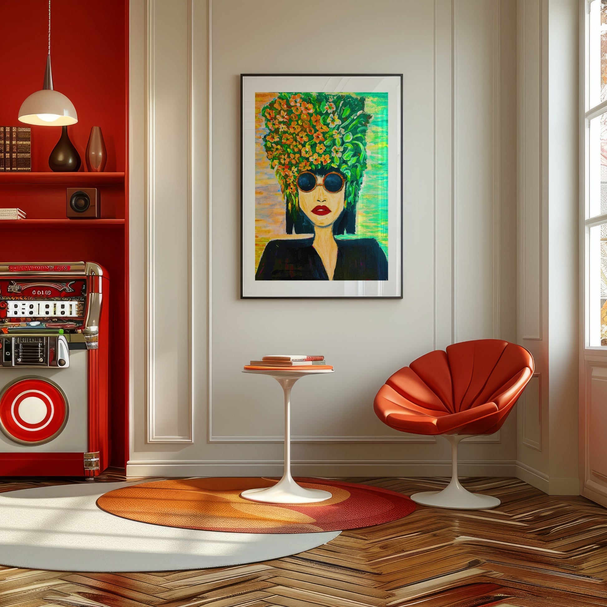 Modern floral portrait in Pop Art style – high-resolution digital print for instant download. A stylish and expressive artwork perfect for living rooms, bedrooms, or offices. Combines floral elegance with contemporary design. Ideal for fans of unique wall art or as a thoughtful gift. Includes 300 DPI JPEG files in multiple sizes for easy printing. No physical item, frame, or decor included.