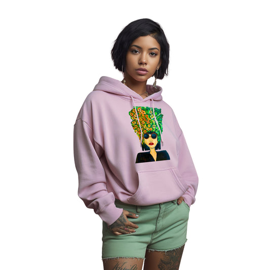 Pop Art Hoodie – Unisex Kapuzenpullover mit floralem Portrait | Individuelles & stylisches Design