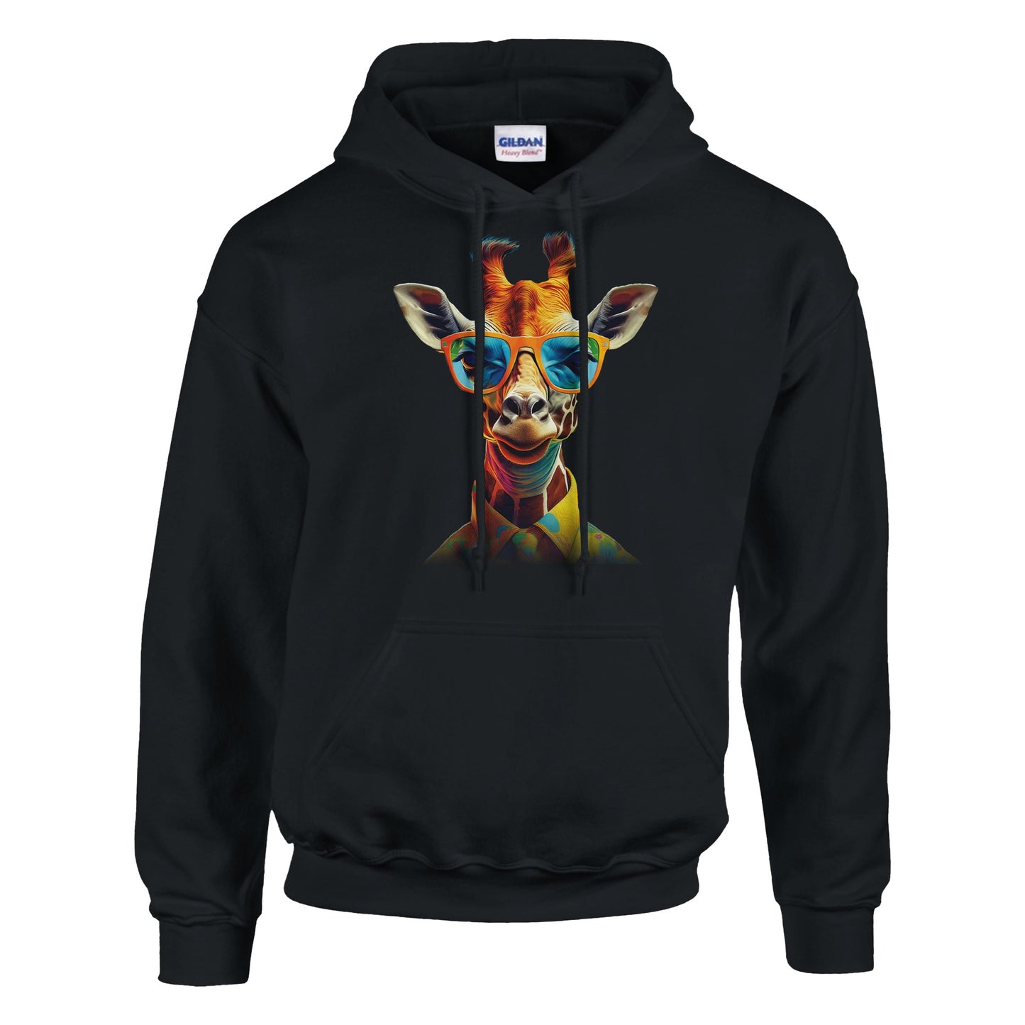 Unisex giraffe hoodie featuring a stylish and bold giraffe design. Soft cotton-poly blend for comfort and durability. Perfect for casual, sporty, or lounge outfits. Double-lined hood, kangaroo pocket, and ribbed cuffs for a modern streetwear look. Available in sizes S–3XL for men and women. Great for animal and fashion lovers who want a unique statement piece. Be proud. Be kind. Be wild – by Dezinbazar.