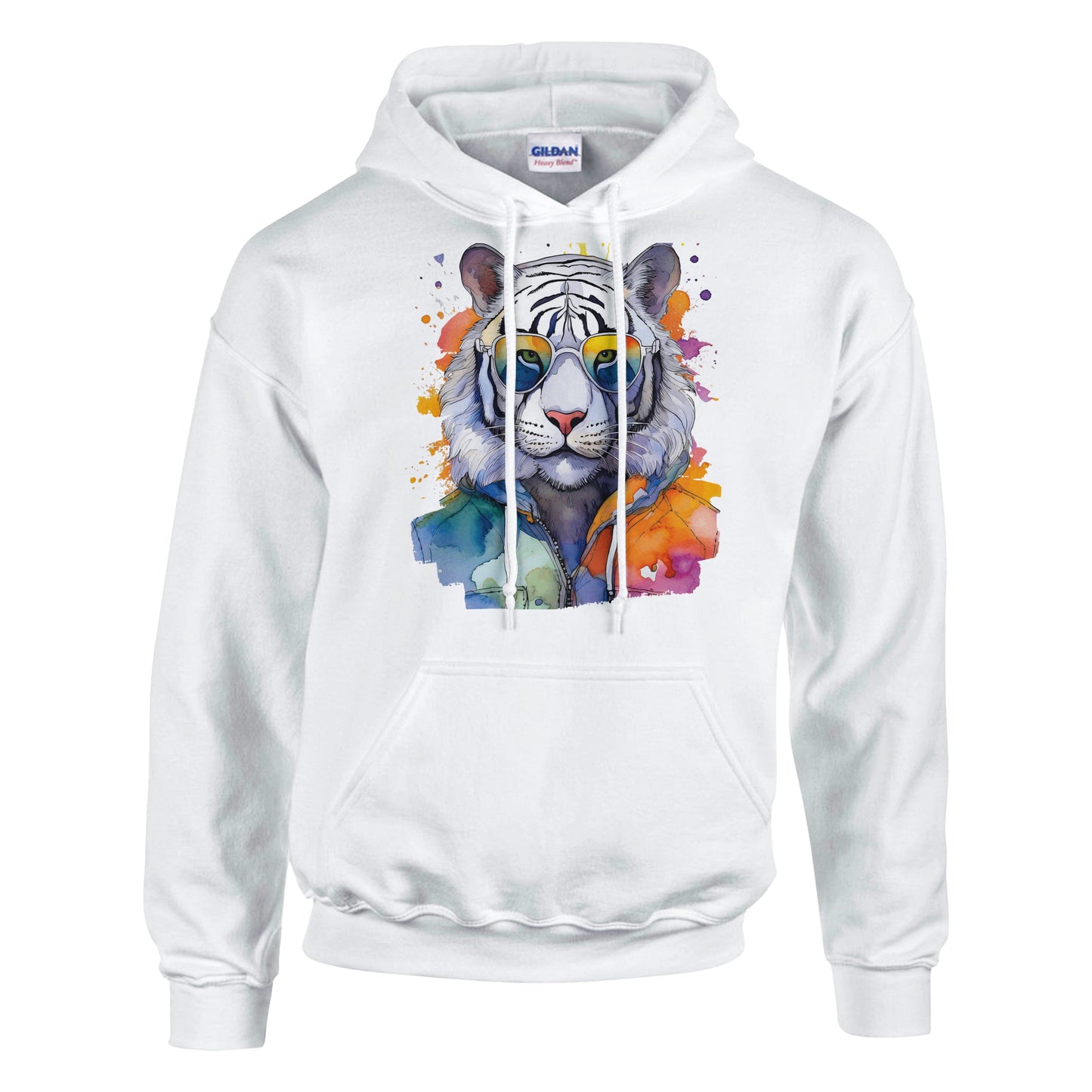 Watercolor Tiger Hoodie Unisex Pullover with Artistic Tiger Head Design | Comfortable Streetwear Hoodie by Dezinbazar