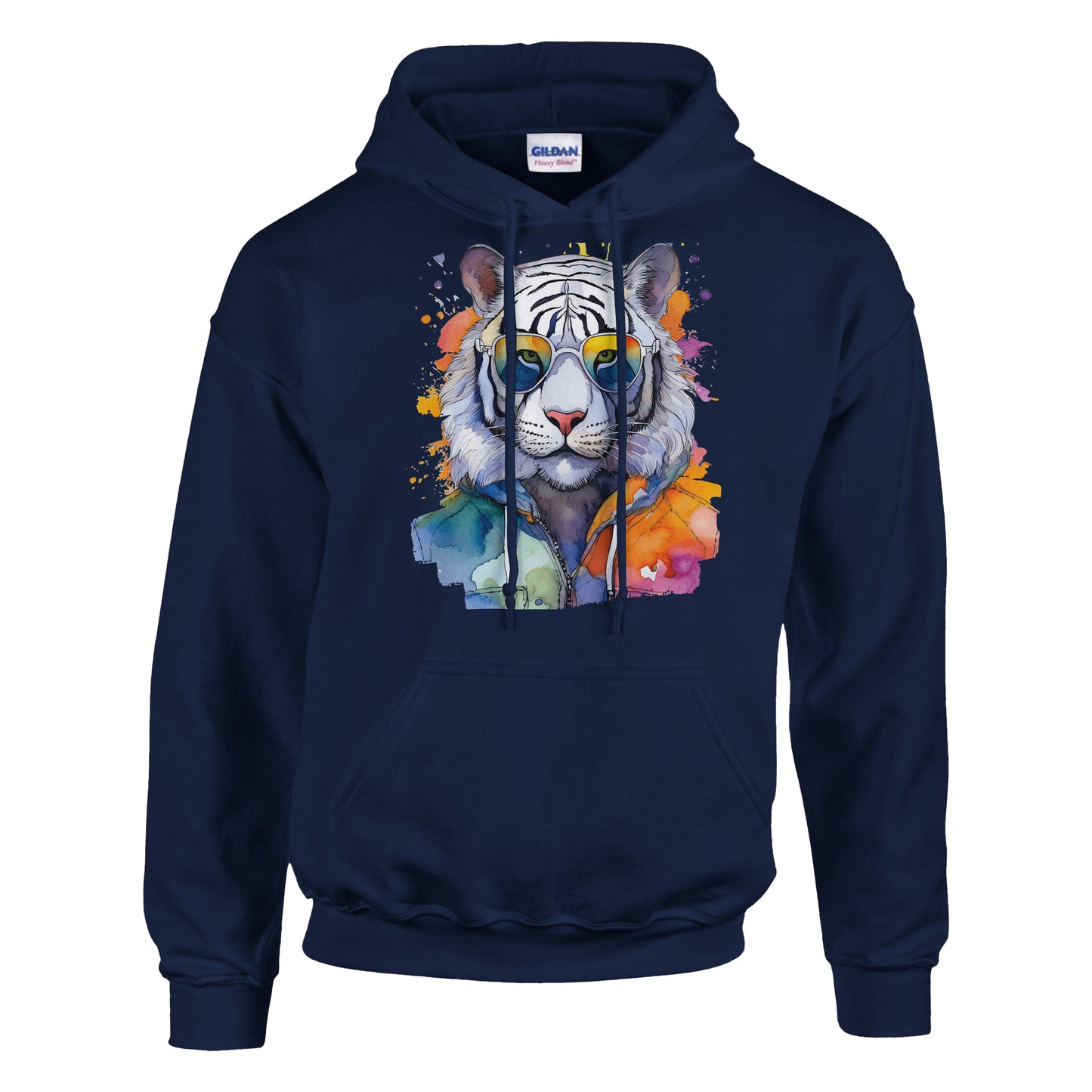 Watercolor Tiger Hoodie Unisex Pullover with Artistic Tiger Head Design | Comfortable Streetwear Hoodie by Dezinbazar