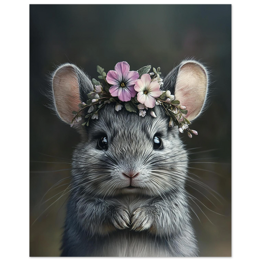 Sweet baby chinchilla poster in soft boho style, perfect for decorating woodland-themed nurseries or kids rooms. Printed on FSC-certified semi-glossy premium paper in DIN and standard sizes. Fits IKEA frames. A gentle and unique gift idea for nature lovers and new parents. Be proud. Be kind. Be wild – by Dezinbazar.