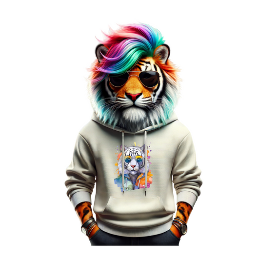 Unisex hoodie with watercolor tiger print – soft and stylish streetwear for art lovers. Premium fabric, double-layered hood, bold and comfy.