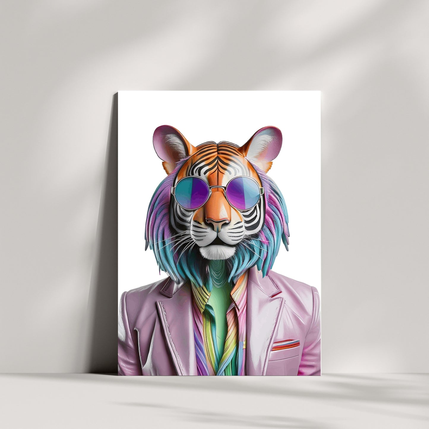 Disco Tiger Digitalprint – Stylischer Tiger mit Sonnenbrille | Hochauflösender Kunstdruck als Sofort-Download