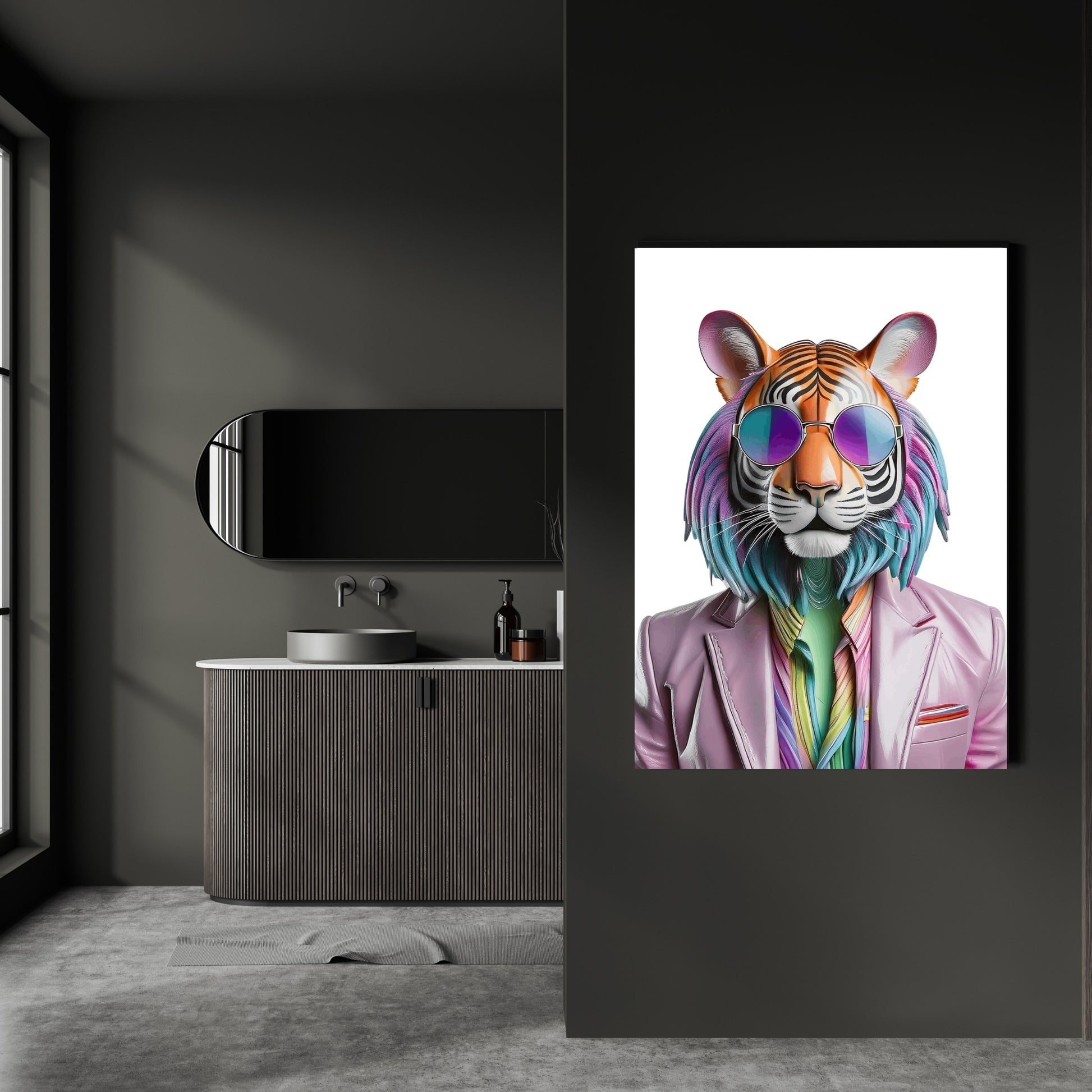Stylisches Tiger Poster – Tiger mit Sonnenbrille | Hochwertiger Kunstdruck für moderne Wanddeko