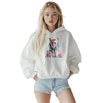Disko Tiger Hoodie – Unisex Kapuzenpullover mit stylischem Tiger-Motiv & Sonnenbrille | Bequeme & trendige Streetwear