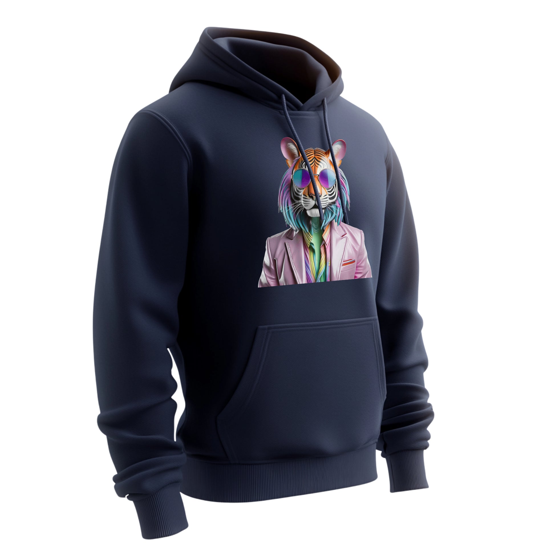 Disko Tiger Hoodie – Unisex Kapuzenpullover mit stylischem Tiger-Motiv & Sonnenbrille | Bequeme & trendige Streetwear