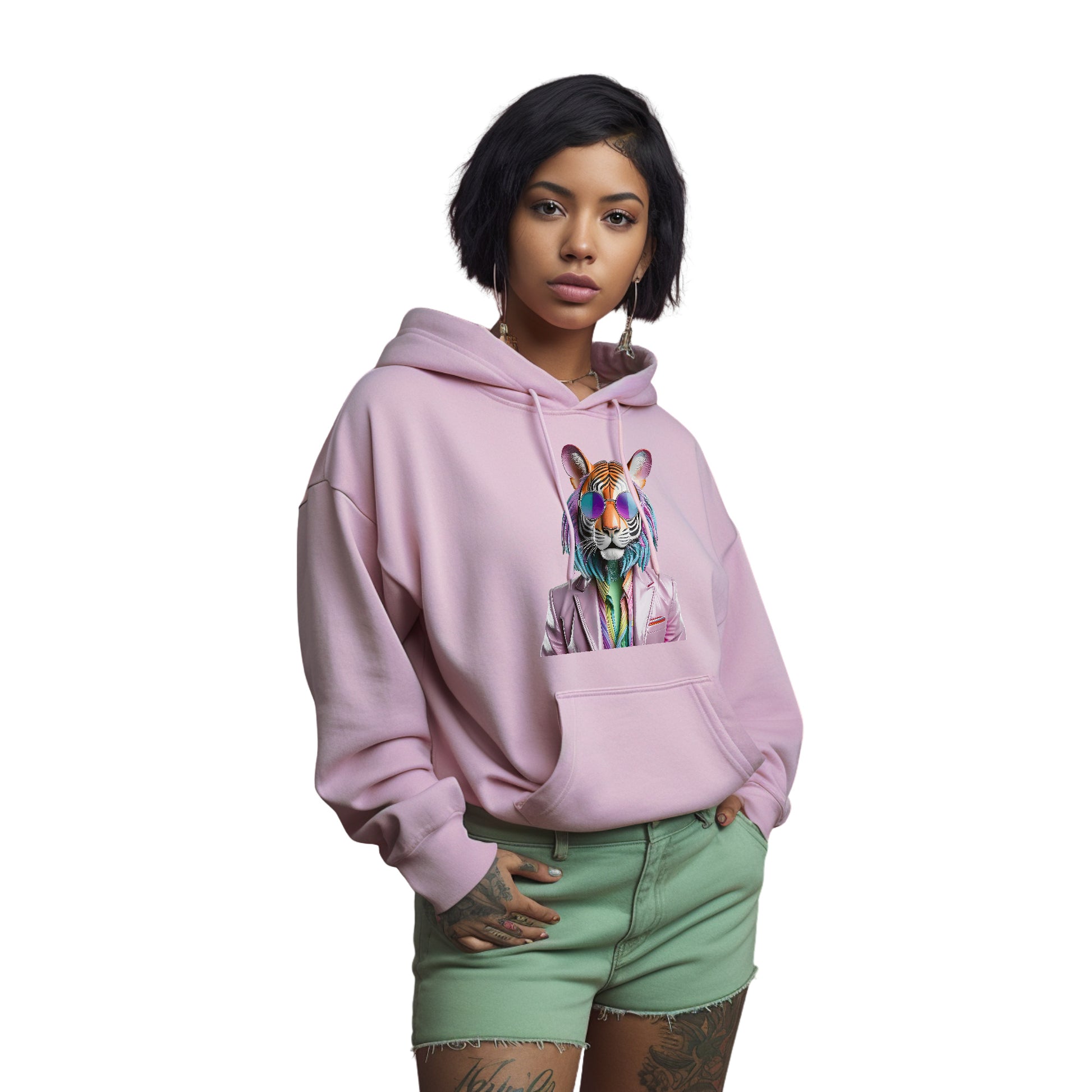 Disko Tiger Hoodie – Unisex Kapuzenpullover mit stylischem Tiger-Motiv & Sonnenbrille | Bequeme & trendige Streetwear