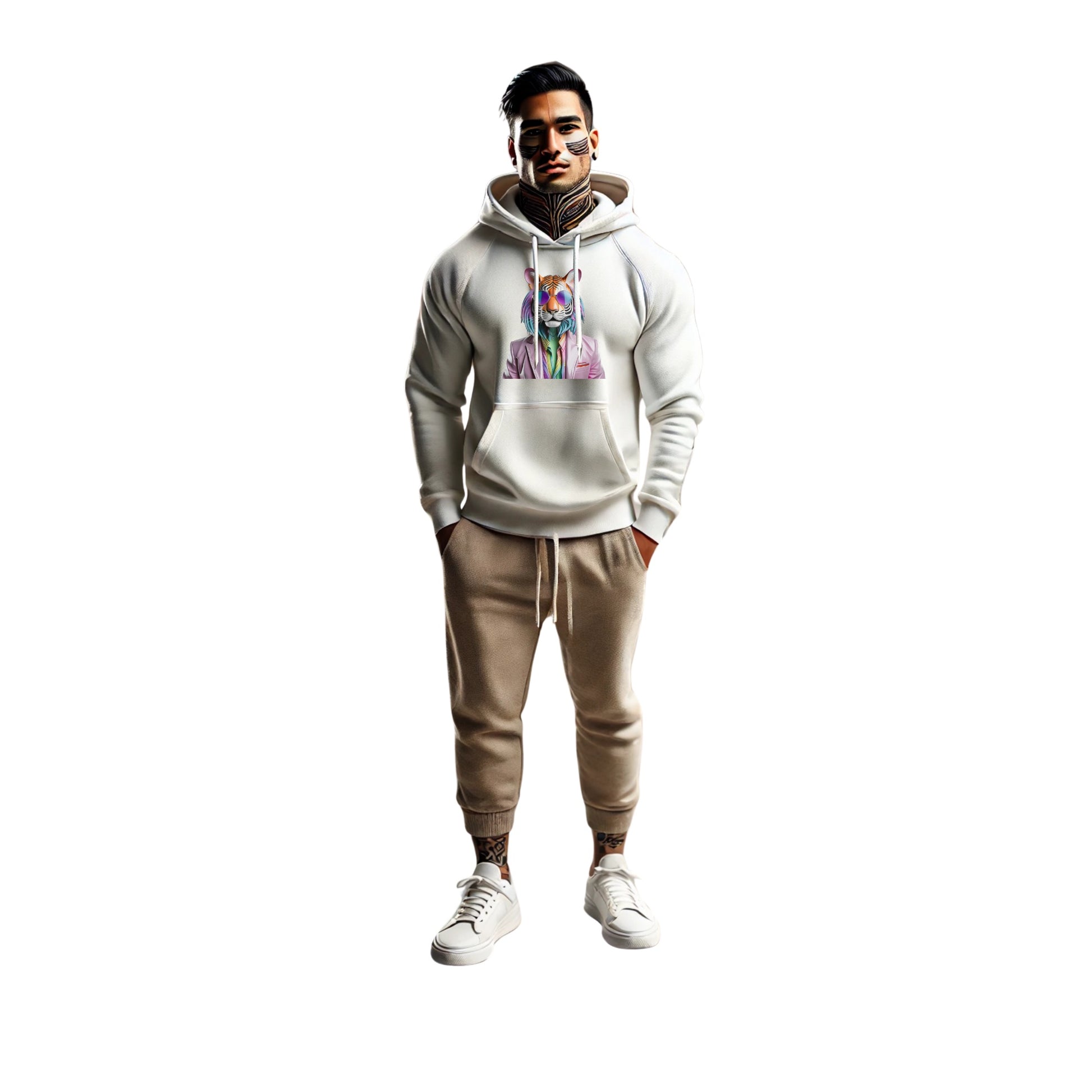 Disko Tiger Hoodie – Unisex Kapuzenpullover mit stylischem Tiger-Motiv & Sonnenbrille | Bequeme & trendige Streetwear
