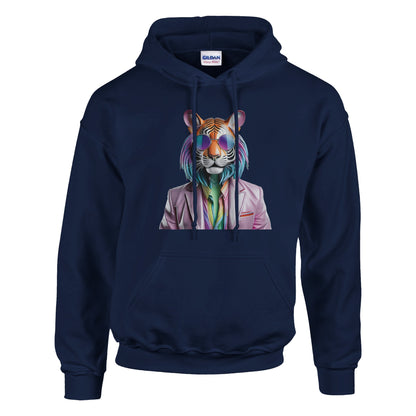 Disko Tiger Hoodie – Unisex Kapuzenpullover mit stylischem Tiger-Motiv & Sonnenbrille | Bequeme & trendige Streetwear