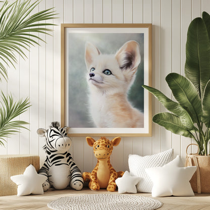 Baby Fox Print – Soft Safari Animal with Pastel Background for Nursery, Playroom or Boho Room | Printable Wall Art by Dezinbazar - dezinbazar.com - Let me inspire you