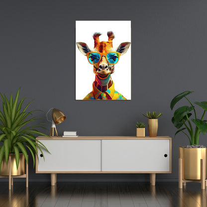 Giraffe Digitalprint – Stylische Giraffe mit Sonnenbrille | Hochauflösender Kunstdruck als Sofort-Download