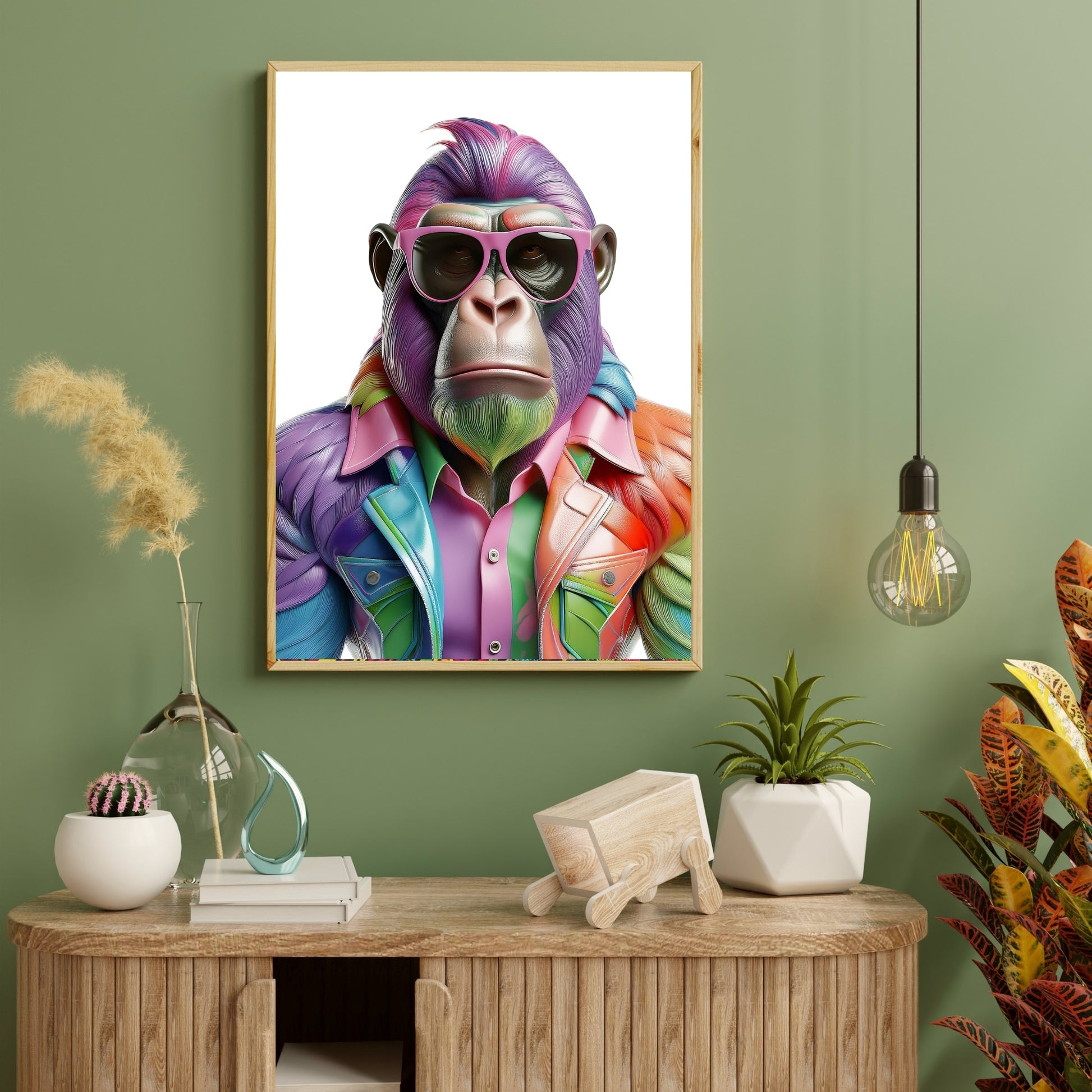 Stylisches Gorilla Poster – Gorilla mit Sonnenbrille  Hochwertiger Kunstdruck für moderne Wanddeko