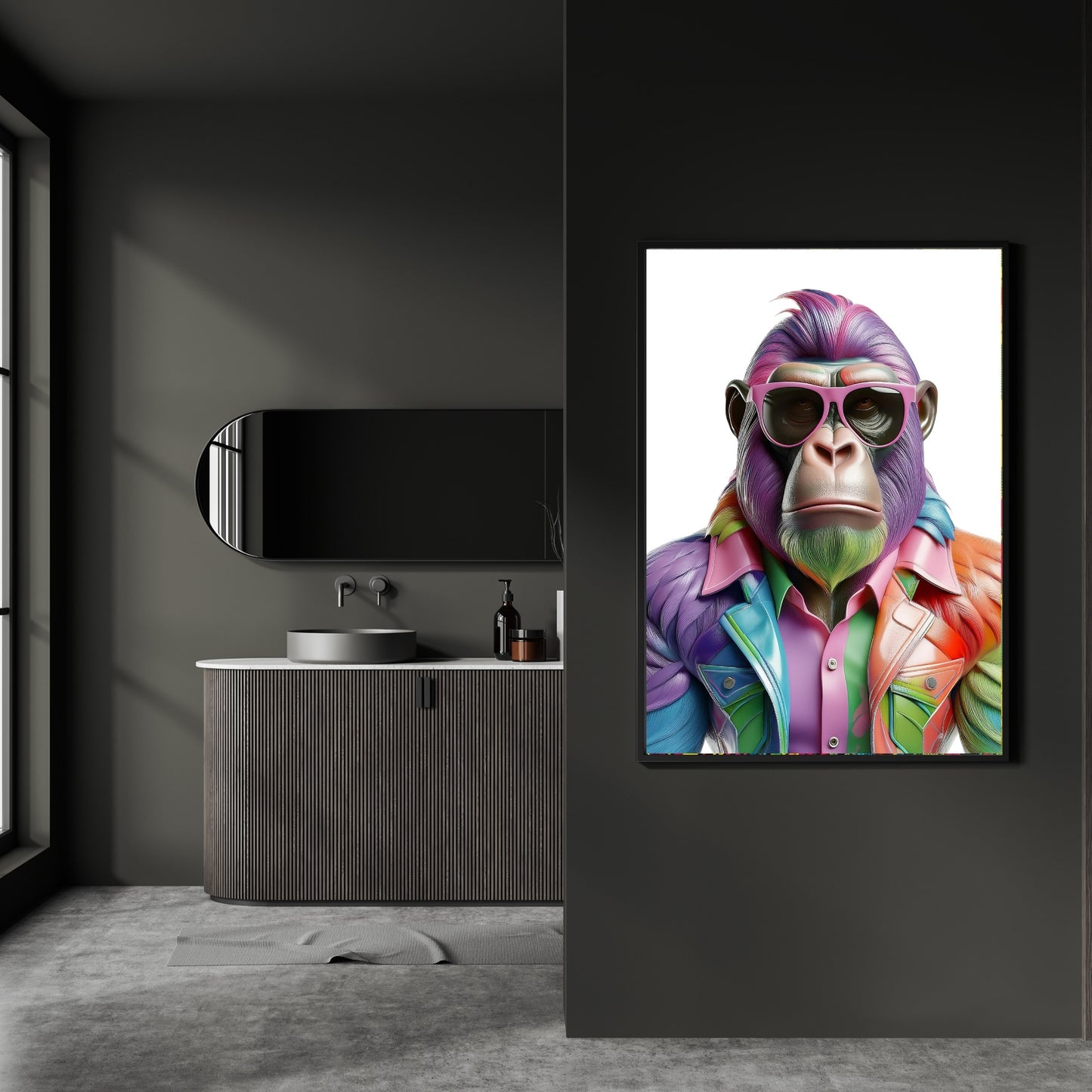 Stylisches Gorilla Poster – Gorilla mit Sonnenbrille  Hochwertiger Kunstdruck für moderne Wanddeko