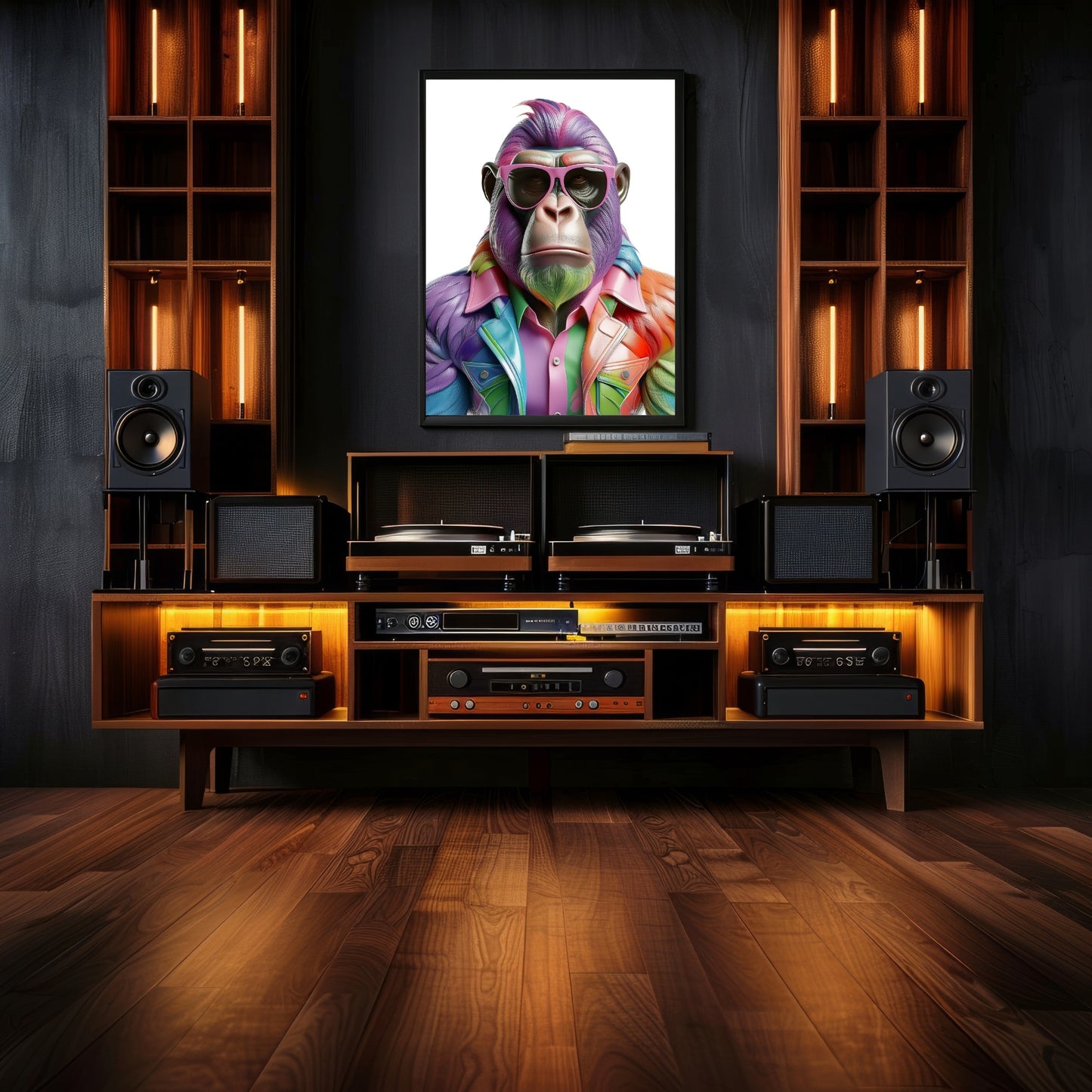 Stylisches Gorilla Poster – Gorilla mit Sonnenbrille  Hochwertiger Kunstdruck für moderne Wanddeko