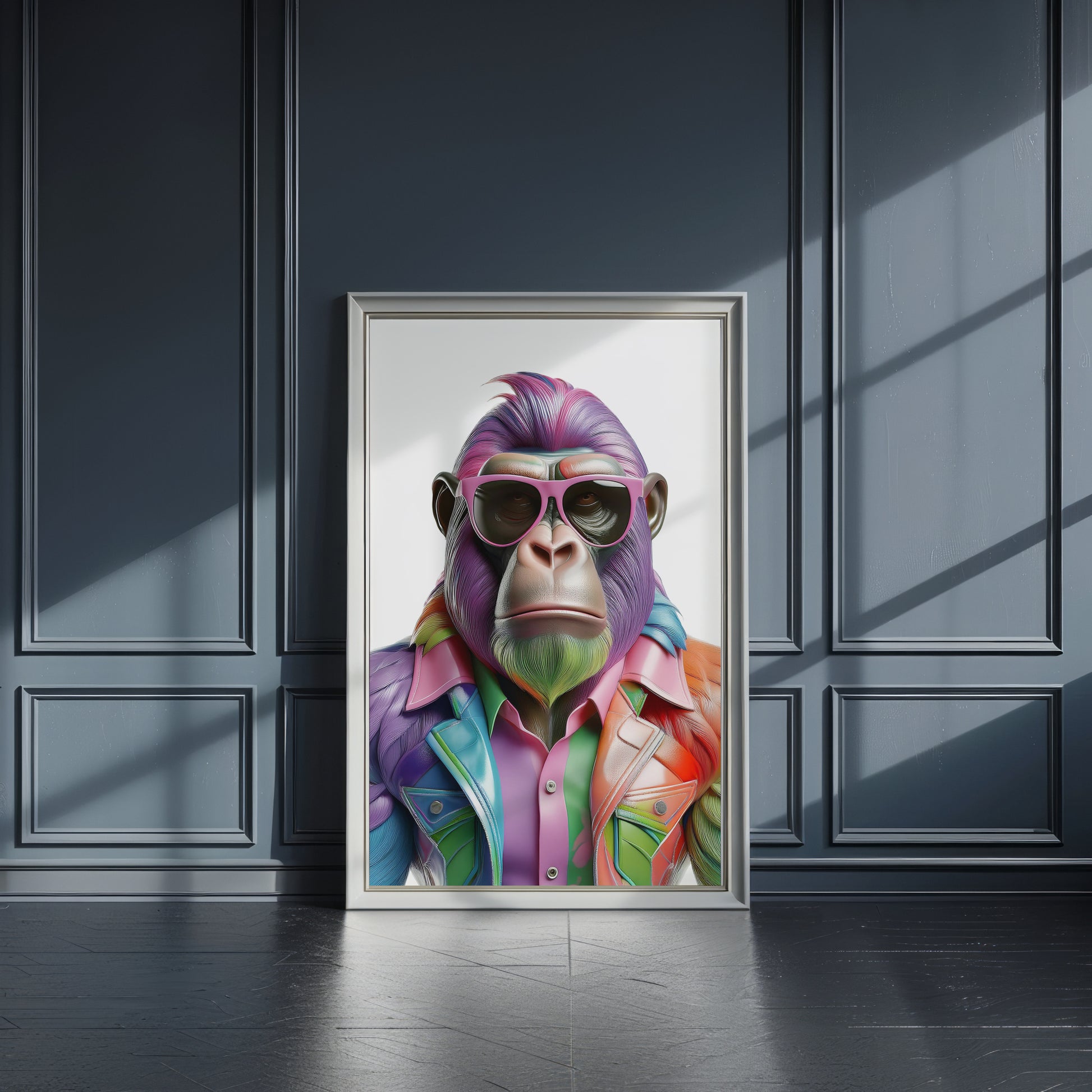 Stylisches Gorilla Poster – Gorilla mit Sonnenbrille  Hochwertiger Kunstdruck für moderne Wanddeko