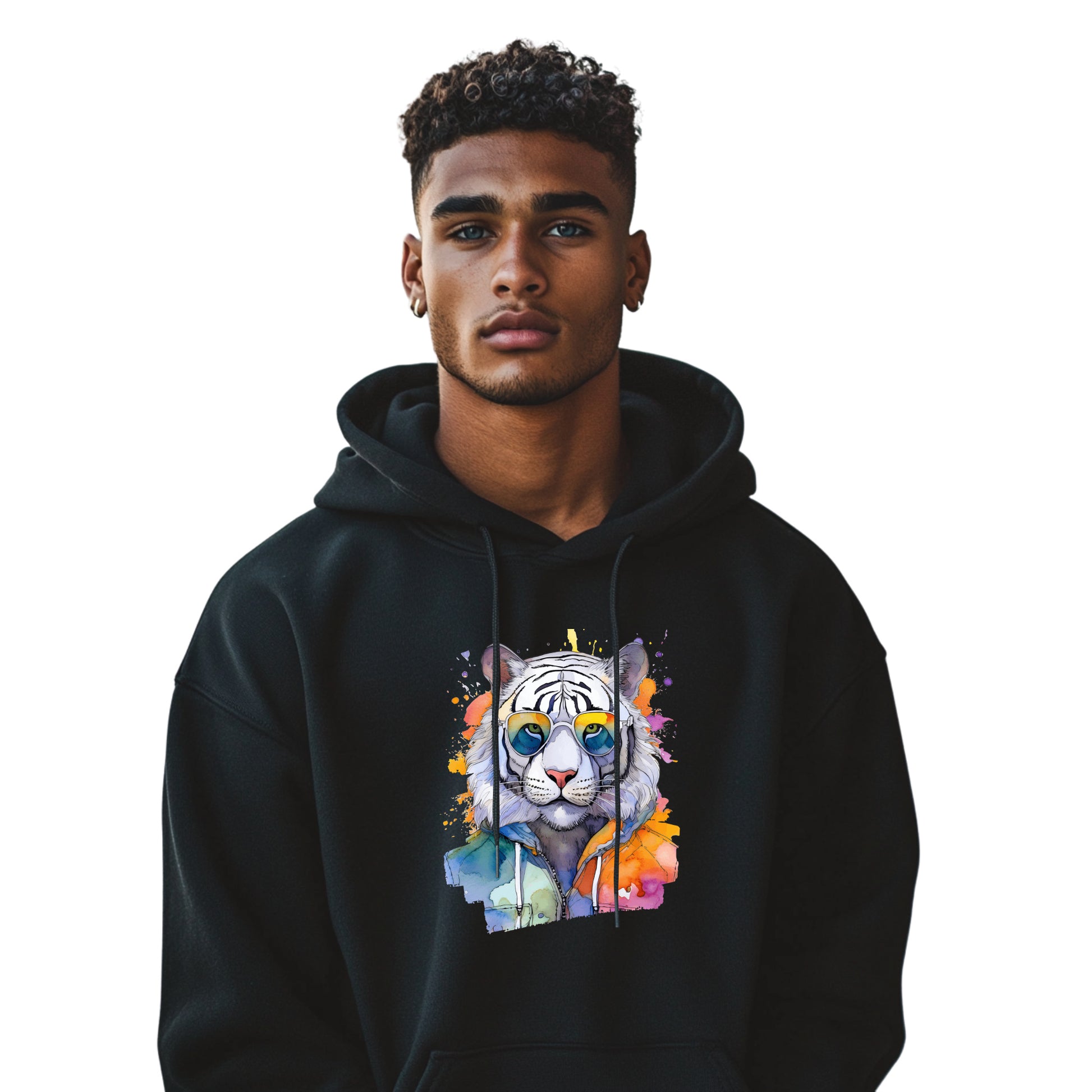 Aquarell Tiger Hoodie – Unisex Kapuzenpullover mit Tiger-Motiv | Bequeme Streetwear