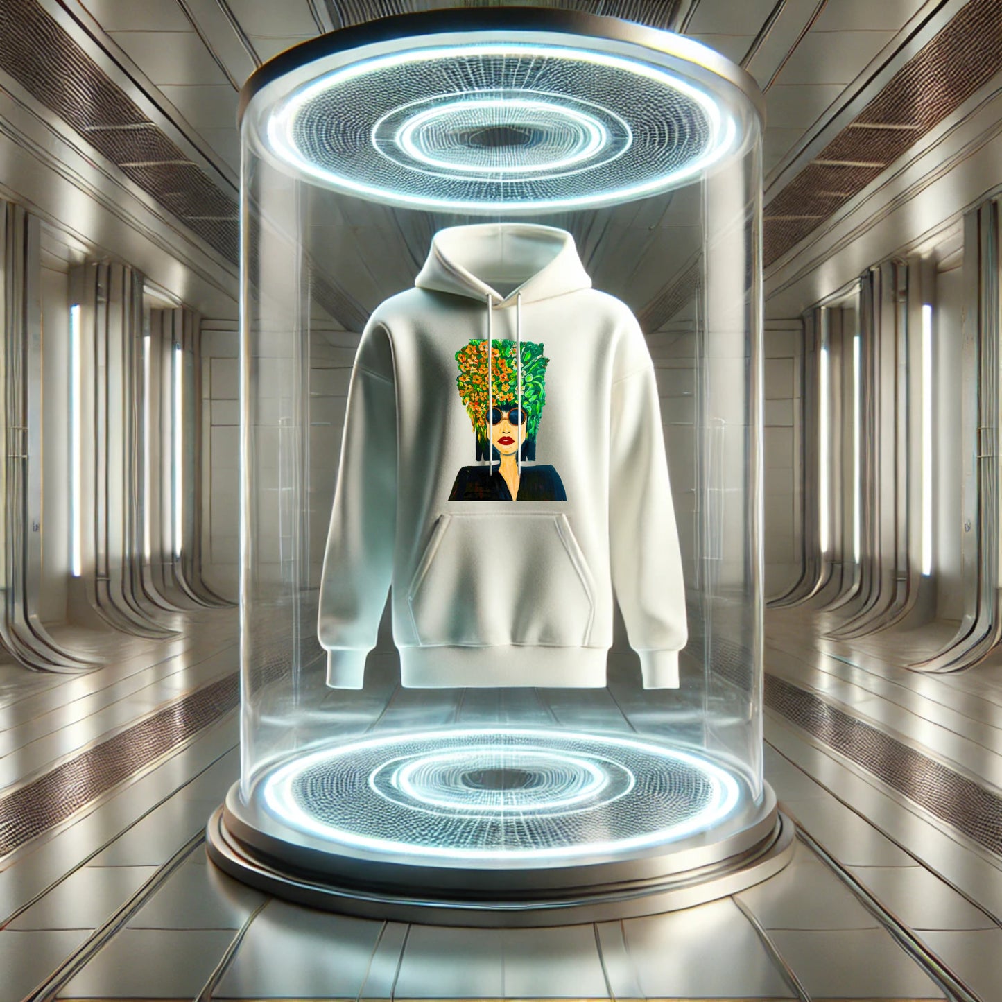 Pop Art Hoodie – Unisex Kapuzenpullover mit floralem Portrait | Individuelles & stylisches Design