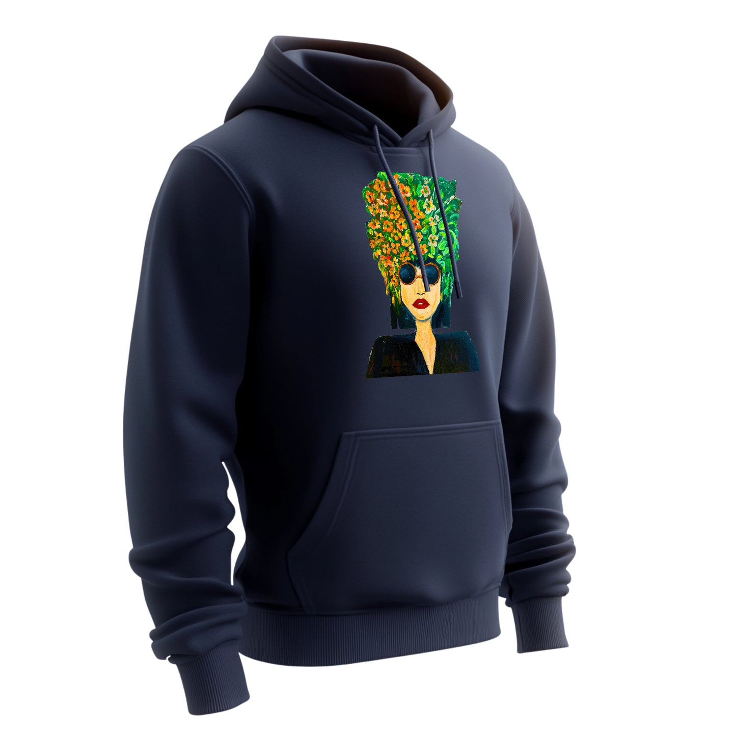 Pop Art Hoodie – Unisex Kapuzenpullover mit floralem Portrait | Individuelles & stylisches Design
