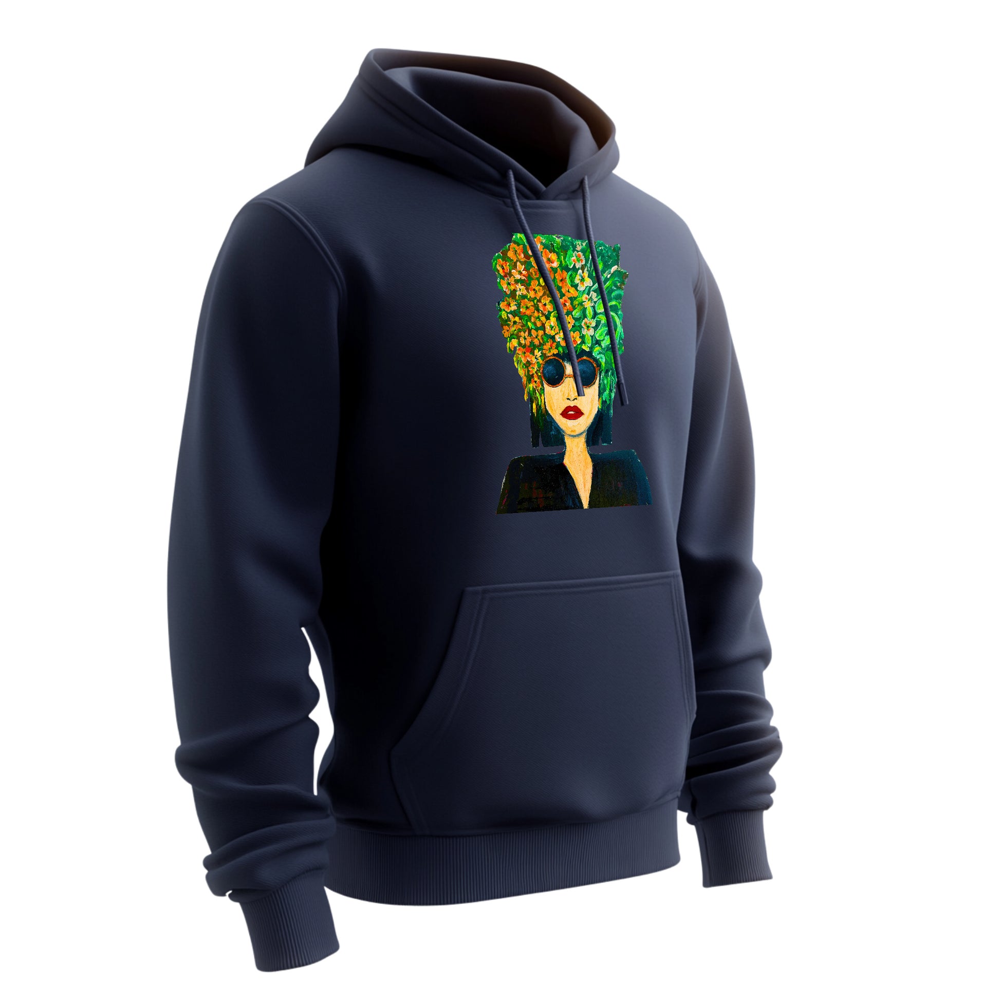 Pop Art Hoodie – Unisex Kapuzenpullover mit floralem Portrait | Individuelles & stylisches Design
