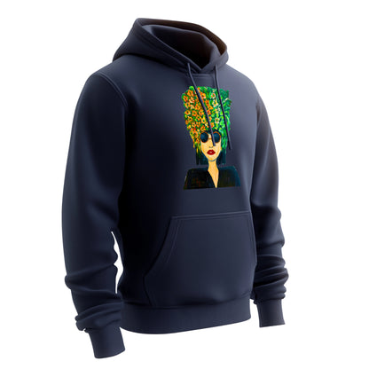 Pop Art Hoodie – Unisex Kapuzenpullover mit floralem Portrait | Individuelles & stylisches Design