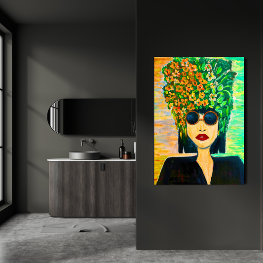 Pop Art Poster – Florales Portrait - Moderne Wandkunst - Kunstdruck für dein Zuhause