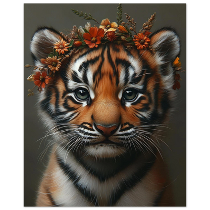 Set of 3 jungle animal posters featuring baby tiger, chimp, and parrot – each wearing flower crowns. Printed on semi-glossy, FSC-certified premium paper (200 g/m²). Available in sizes like A4, A3, A2, A1, A0 and 30×40 cm or 50×70 cm – fits popular IKEA frames such as RIBBA or LOMVIKEN. Perfect as nursery or kids room decor. Be proud. Be kind. Be wild – by Dezinbazar.