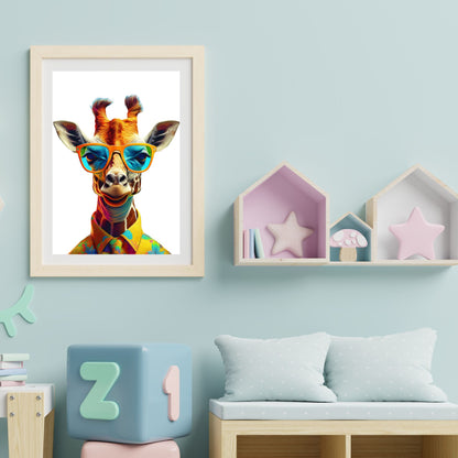 Stylisches Giraffen Poster – Giraffe mit Sonnenbrille | Hochwertiger Kunstdruck für moderne Wanddeko