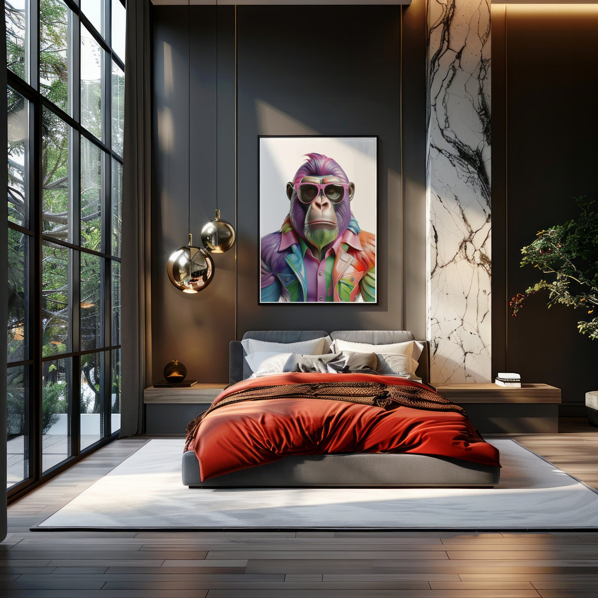 Stylisches Gorilla Poster – Gorilla mit Sonnenbrille | Hochwertiger Kunstdruck für moderne Wanddeko