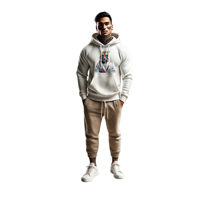 Tiger Hoodie – Unisex Kapuzenpullover mit Tiger im weißen Bademantel & Sonnenbrille | Stylische & bequeme Streetwear