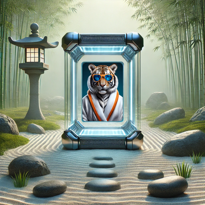 Weißer Wellness Tiger Digitalprint – Tiger im Bademantel | Hochauflösender Kunst Download