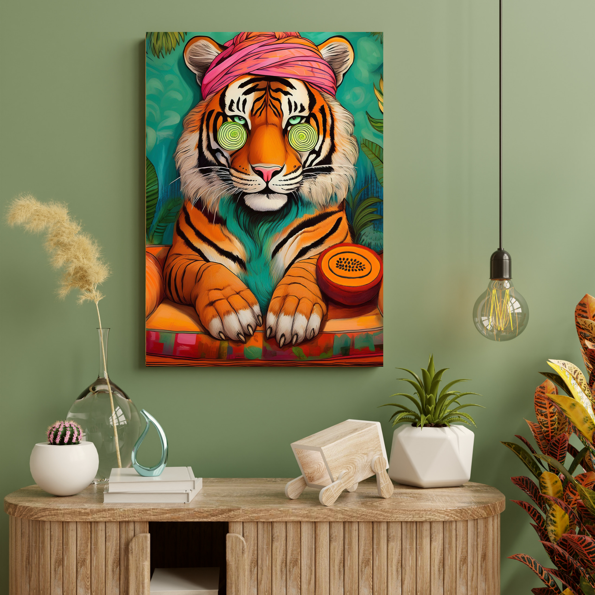 Wellness Tiger Digitalprint – Entspannter Tiger Kunst Download