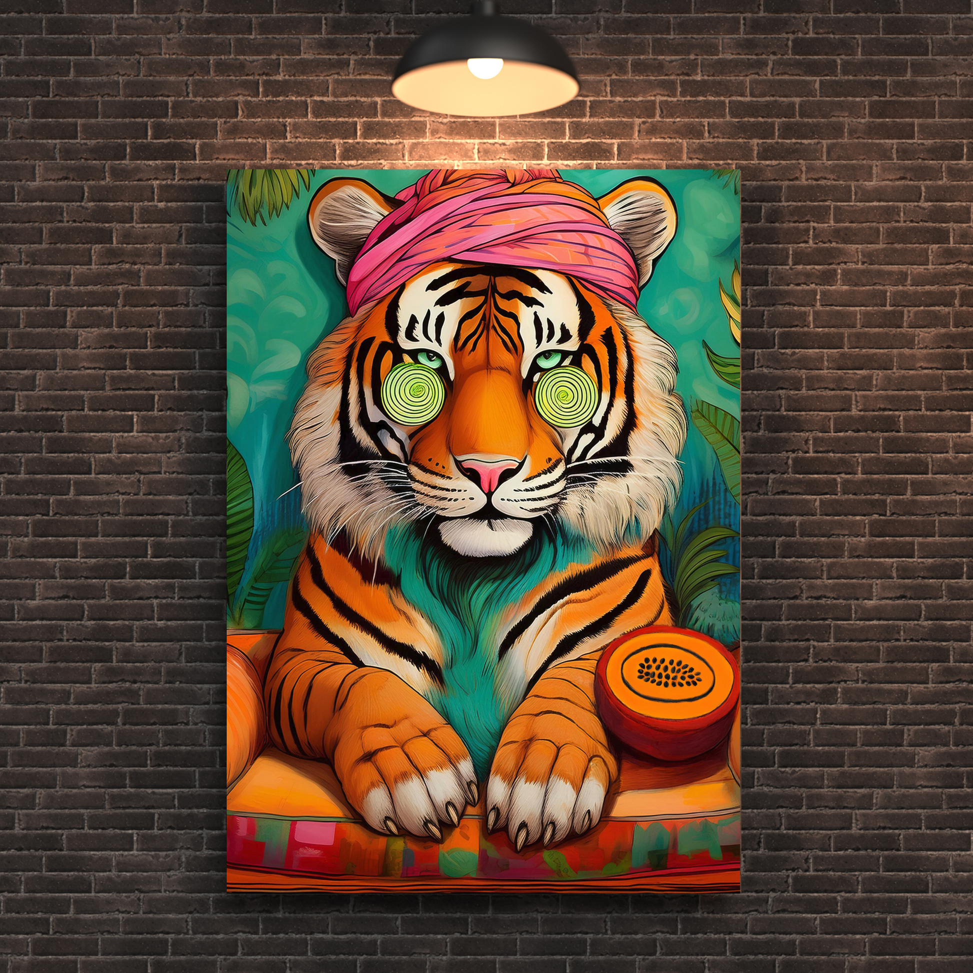 Wellness Tiger Digitalprint – Entspannter Tiger Kunst Download