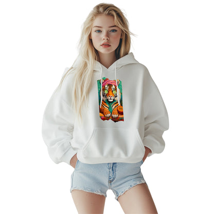 Wellness Tiger Hoodie – Unisex Kapuzenpullover mit Tiger-Motiv | Bequeme Streetwear