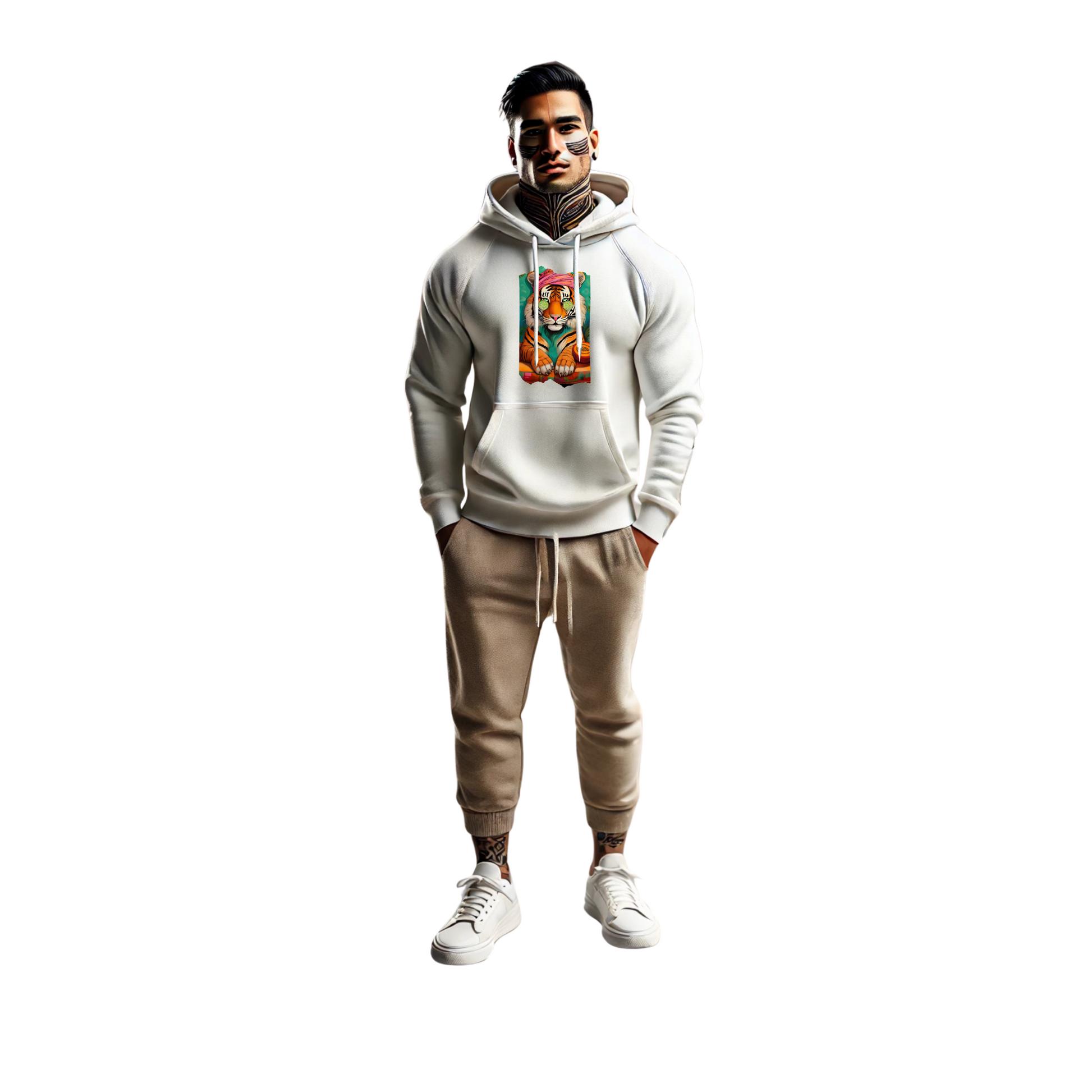 Wellness Tiger Hoodie – Unisex Kapuzenpullover mit Tiger-Motiv | Bequeme Streetwear