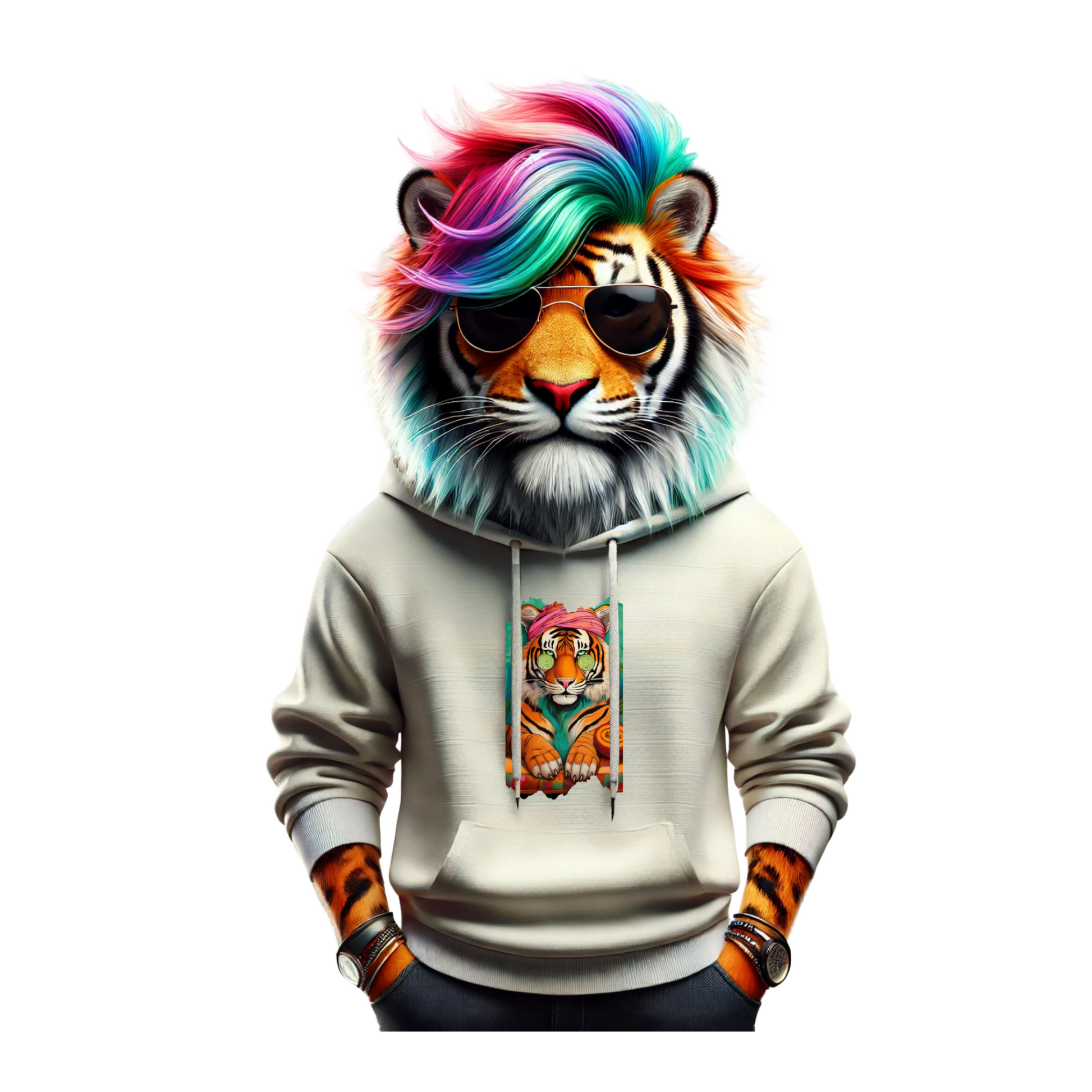 Wellness Tiger Hoodie – Unisex Kapuzenpullover mit Tiger-Motiv | Bequeme Streetwear