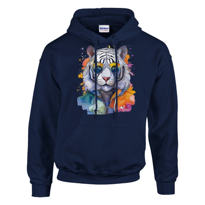 Watercolor Tiger Hoodie Unisex Pullover with Artistic Tiger Head Design | Comfortable Streetwear Hoodie by Dezinbazar