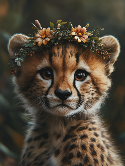Baby Cheetah Poster – Safari Nursery Art with Floral Big Cat for Kids Room | Poster by Dezinbazar