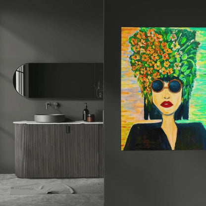 Impresión digital de arte pop: retrato floral como impresión artística, cuadro de pared moderno para el hogar